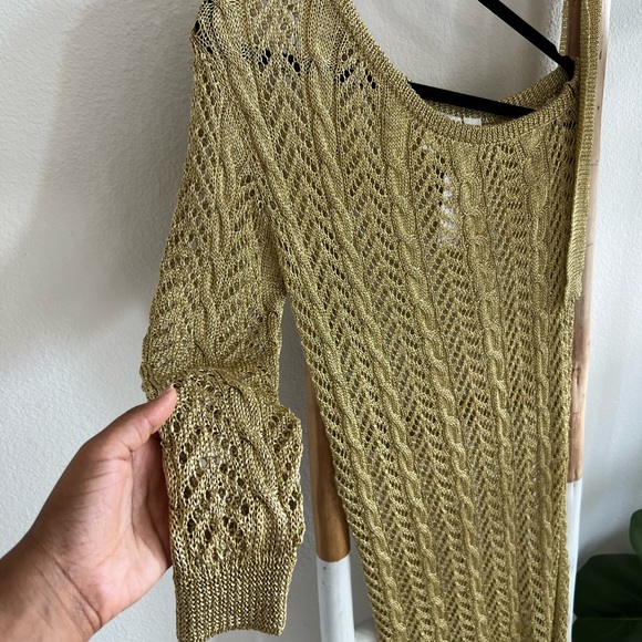 Anthropologie Maeve Gold One Shoulder Knif Coverup Dress - Picture 10 of 15